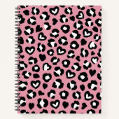 Dierenprint, roze luipaard, cheetah vlekken, harte notitieboek (Voorkant)