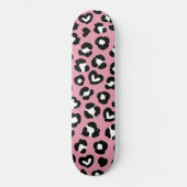 Dierenprint, roze luipaard, cheetah vlekken, harte persoonlijk skateboard (Voorkant)