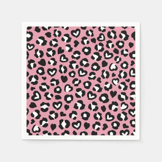 Dierenprint, roze luipaard, cheetah vlekken, harte servet (Voorkant)