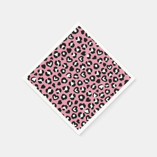 Dierenprint, roze luipaard, cheetah vlekken, harte servet (Hoek)