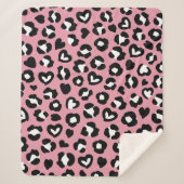 Dierenprint, roze luipaard, cheetah vlekken, harte sherpa deken (Voorkant)