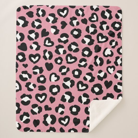 Dierenprint, roze luipaard, cheetah vlekken, harte sherpa deken (Voorkant)