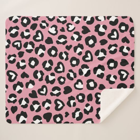 Dierenprint, roze luipaard, cheetah vlekken, harte sherpa deken (Voorkant (horizontaal))