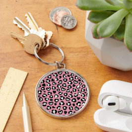 Dierenprint, roze luipaard, cheetah vlekken, harte sleutelhanger