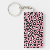Dierenprint, roze luipaard, cheetah vlekken, harte sleutelhanger (Voorkant)