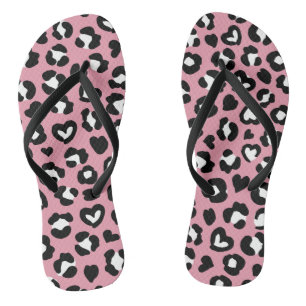 Dierenprint, roze luipaard, cheetah vlekken, harte teenslippers
