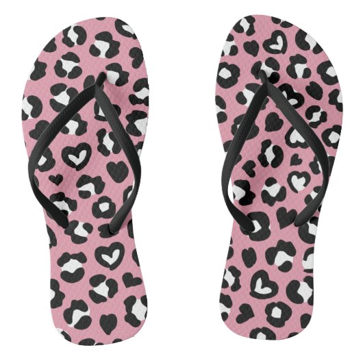 Dierenprint, roze luipaard, cheetah vlekken, harte teenslippers (Voetbed)