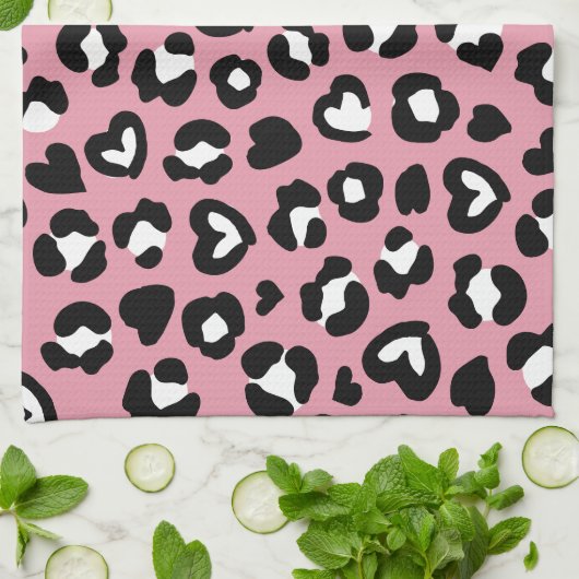 Dierenprint, roze luipaard, cheetah vlekken, harte theedoek (Gevouwen)