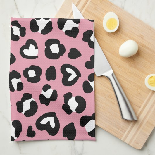 Dierenprint, roze luipaard, cheetah vlekken, harte theedoek (Quarter Fold)