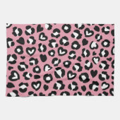 Dierenprint, roze luipaard, cheetah vlekken, harte theedoek (Horizontaal)