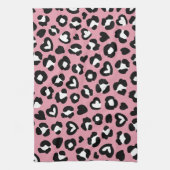 Dierenprint, roze luipaard, cheetah vlekken, harte theedoek (Verticaal)