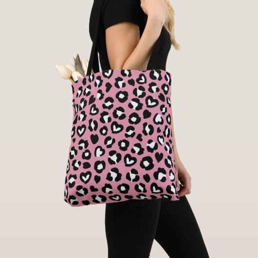 Dierenprint, roze luipaard, cheetah vlekken, harte tote bag (Dichtbij)