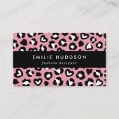Dierenprint, roze luipaard, cheetah vlekken, harte visitekaartje (Voorkant)
