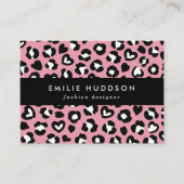 Dierenprint, roze luipaard, cheetah vlekken, harte visitekaartje (Voorkant)