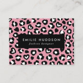 Dierenprint, roze luipaard, cheetah vlekken, harte visitekaartje (Voorkant)