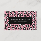 Dierenprint, roze luipaard, cheetah vlekken, harte visitekaartje (Voorkant)