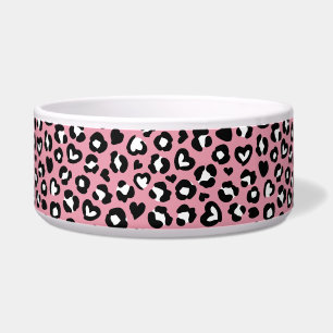 Dierenprint, roze luipaard, cheetah vlekken, harte voerbakje