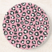 Dierenprint, roze luipaard, cheetah vlekken, harte zandsteen onderzetter (Voorkant)