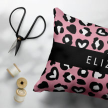 Dierenprint, roze luipaard, harten, Jouw naam