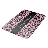 Dierenprint, roze luipaard, harten, Jouw naam Badmat (Gekanteld)