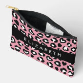 Dierenprint, roze luipaard, harten, Jouw naam Etui (Open)