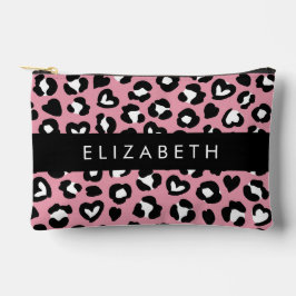 Dierenprint, roze luipaard, harten, Jouw naam Etui