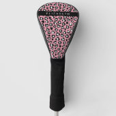 Dierenprint, roze luipaard, harten, Jouw naam Golfheadcover (Voorkant)