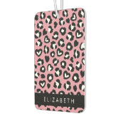 Dierenprint, roze luipaard, harten, Jouw naam Luchtverfrisser (Links)