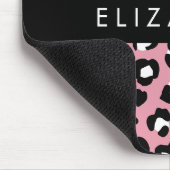 Dierenprint, roze luipaard, harten, Jouw naam Muismat (Hoek)