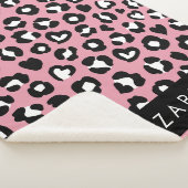 Dierenprint, roze luipaard, harten, Jouw naam Sherpa Deken (3/4)