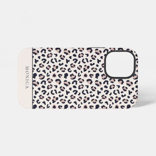 Dierenprint roze monogram iPhone hoesje (Achterkant horizontaal)