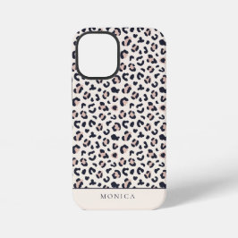 Dierenprint roze monogram iPhone 12 mini hoesje