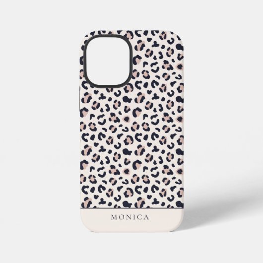 Dierenprint roze monogram iPhone hoesje (Achterkant)