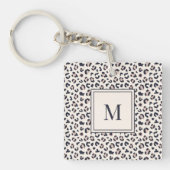 Dierenprint roze monogram sleutelhanger (voorkant)