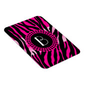 Dierenprint Roze Zebra Patroon en Monogram Magneet (Rechterzijde)