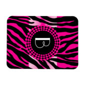 Dierenprint Roze Zebra Patroon en Monogram Magneet (Horizontaal)
