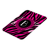 Dierenprint Roze Zebra Patroon en Monogram Magneet (Linkerzijde)