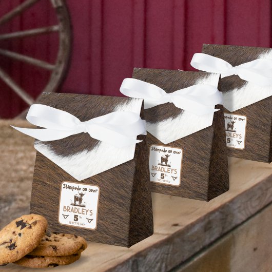 Dierenprint Rundvee Stampede Bruin Verjaardag Bedankdoosjes