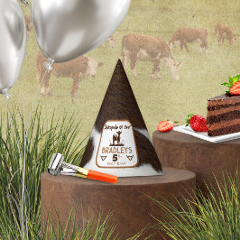 Dierenprint Rundvee Stampede Bruin Verjaardag Feesthoedjes
