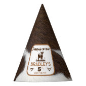 Dierenprint Rundvee Stampede Bruin Verjaardag Feesthoedjes (Voorkant)