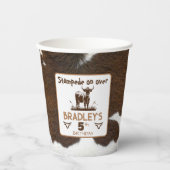 Dierenprint Rundvee Stampede Bruin Verjaardag Papieren Bekers (Voorkant)