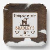 Dierenprint Rundvee Stampede Bruin Verjaardag Papieren Bordje (Voorkant)