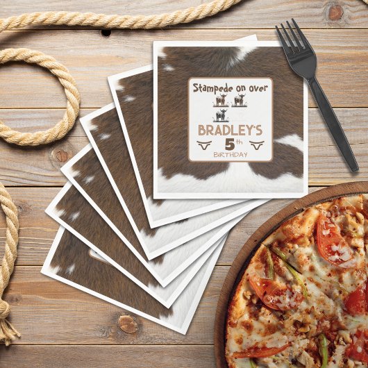 Dierenprint Rundvee Stampede Bruin Verjaardag Servet