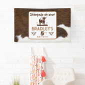 Dierenprint Rundvee Stampede Bruin Verjaardag Spandoek (Insitu)