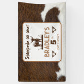 Dierenprint Rundvee Stampede Bruin Verjaardag Spandoek (Verticaal)