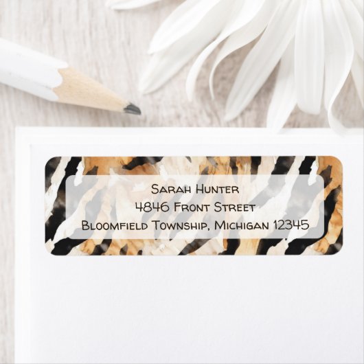 Dierenprint Safari thema verjaardag retouradres Etiket (Insitu)