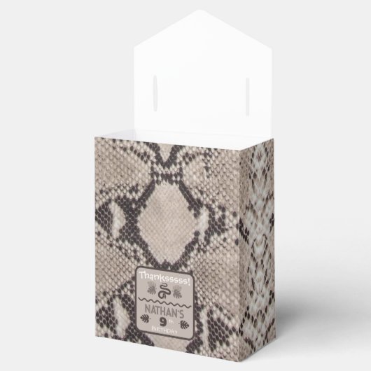 Dierenprint Snake Taupe Verjaardag Bedankdoosjes (Geopend)