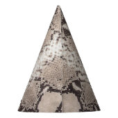 Dierenprint Snake Taupe Verjaardag Feesthoedjes (Achterkant)