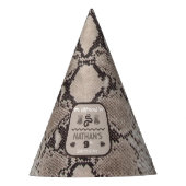 Dierenprint Snake Taupe Verjaardag Feesthoedjes (Voorkant)