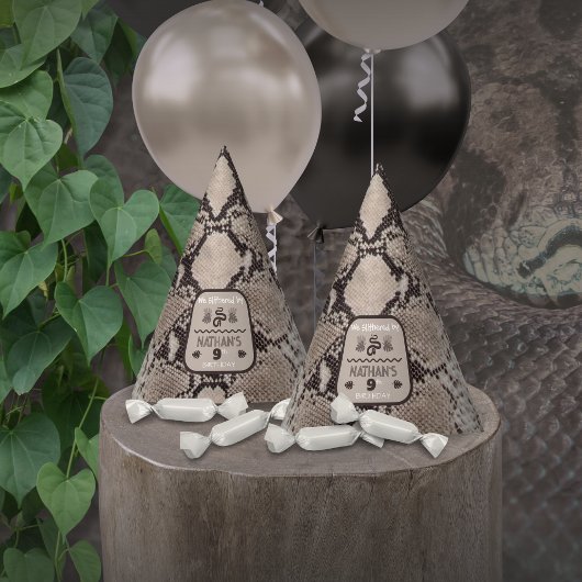 Dierenprint Snake Taupe Verjaardag Feesthoedjes